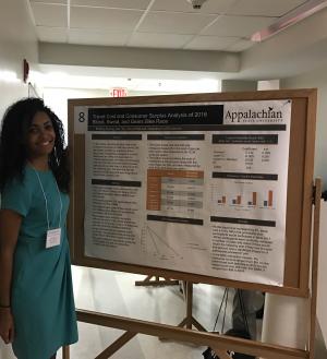 Ramsey presents her research Travel Cost and Consumer Surplus Analysis of 2016 Blood, Sweat, and Gears Bike Rac