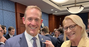 Chancellor Sheri Everts meets with congressional leaders in Washington, D.C., at the opening of the 118th Congress, including Senator Ted Budd '94 MGT