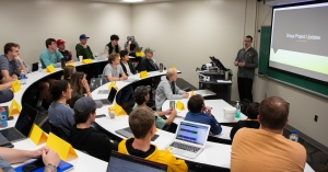 App State Deputy Director of Athletics Jonathan Reeder speaking to Business of Sports Class Spring 2022