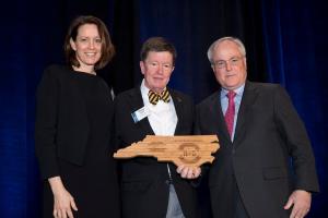 Dr. Carol Kline of Appalachian State University, Dr. Dana Clark of Appalachian State University (2018 Winners Circle Award Recipient), North Carolina Department of Commerce Secretary Tony Copeland (Photo by North Carolina Tourism)