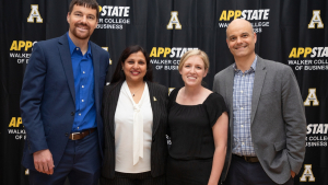 From left are Dean's Club Research Prize Winners Dr. Mark Bolinger, Dr. Lubna Nafees, Dr. Jacqueline Tilton, Dr. Justin Kent during the 2025 Sywassink Awards Program