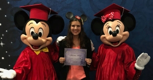 Sam Hedrick, a junior hospitality and tourism management major from Randleman, is pictured at Walt Disney World in Orlando, Florida, during her Disney College Program experience in 2018.