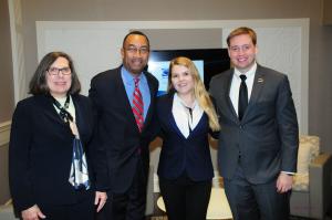 Computer information systems and supply chain management professor Beth Ellington, Charlotte City Councilman James Mitchell, Jr., Emily Turner and Josh Conner at the Institute for Supply Management Carolinas-Virginia Chapter's Spring Conference Student Case Competition