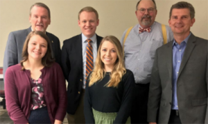 From left, back row, clockwise: Appalachian State University Vice Chancellor for University Advancement Randy Edwards, North Carolina Representative Destin Hall, IIANC Vice President of Governmental Affairs Joe Stewart. Brantley Center Director David Marlett, Appalachian Gamma Iota Sigma Chapter President Christy Simpers and Appalachian Gamma Iota Sigma Chapter Vice President Shelby Weatherman (Photo Submitted)