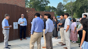 Walker College alumnus Craig Stephenson with Martha Guy Fellows in downtown Cary. Photo submitted