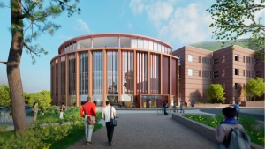 This artist’s rendering provides an exterior view of the new addition for App State’s Peacock Hall, home of the university’s Walker College of Business. The addition is anticipated to open in 2027. Note, this image does not reflect the project’s final design, which is still in development. Click on the image for a full view. 