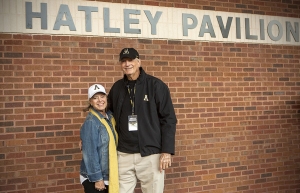 The Hatley Pavilion at Appalachian State University’s Kidd Brewer Stadium north end zone facility has been established in honor of alumnus Robert “Bob” Hatley ’72, right, and his wife, Carol Jane Hatley. 