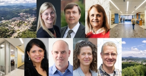 From top left, clockwise, are Pia Albinsson, Joseph Cazier, Bonnie Guy, John Whitehead, Rachel Shinnar, Mark Lewis and  Lakshmi Iyer