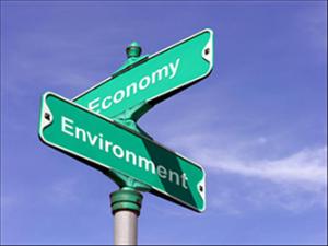 Street signs, intersection of Economy and Environment