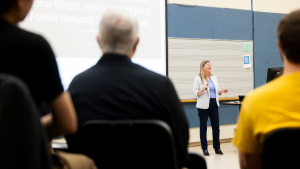Beroth Professor of Marketing Dr. Pia Albinsson presents at App State’s Research and Creative Activity at Appalachian (RECAPP) event on Sept. 18. Photo by Kyla Willoughby