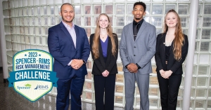 From left are Omar Gonzalez, Marcella Gianni, Jonathan Millner and Hannah Bagley, members of the 2023 Risk Management Challenge Team