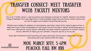 Flier for WCOB Transfer Student Connect