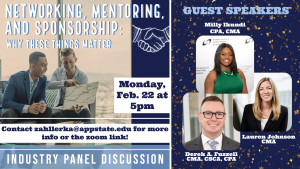 Accounting students to host young alumni for virtual panel discussion on networking, mentoring and sponsorship