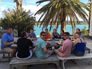 Business students enjoying a meal in Bermuda