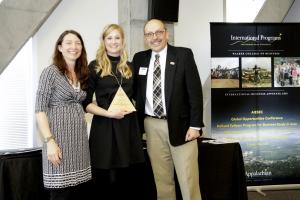 2009 alumna Sarah Freed, center, was honored for her exceptional positive international impact during the 2016 Walker College International Awards Celebration