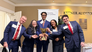 From left are Pearce Lowrey, Abigail Ledford, Avin Patel, Rian Mofu and Matt Adkins