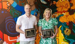 App State’s Division of Academic Affairs recognized Dr. Dave McEvoy, chair of the Department of Economics, left, and Dr. Tracie McLemore Salinas, chair of the Department of Mathematical Sciences, as the recipients of this year’s Departmental Leadership Awards. McEvoy and Salinas received their awards on July 16, during the university’s Chancellor’s Chair Summer Institute, which was held on the Boone campus. 