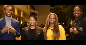 The 2022–23 Fleming Scholars are pictured at the Fleming Scholarship Recognition Reception held at App State’s Plemmons Student Union on Oct. 28. From left to right: Tony Harris II, Amani Stanley, Zha’Monét Gray and David Tyler Itson. 
