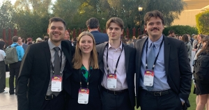 From left are Josh Derienzo, Bella Carpenter, Ethan McAlonen and Matthias Von Feilitzsch. The four App State students attended GreenBiz 2024 as part of a Walker College of Business program dedicated to sustainable business. 