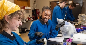 App State students are pictured in a fermentation sciences lab on the Boone campus, working under the direction of Dr. Folarin Oguntoyinbo, associate professor and research mentor in the Department of Chemistry and Fermentation Sciences. 