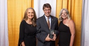 Walker College Dean Sandra Vannoy, Craig Stephenson ’82 and Alumni Affairs Director Stephanie Billings