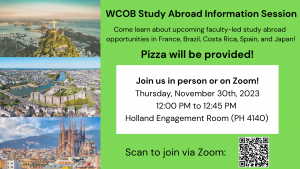 Thursday's info session about 5 faculty-led study abroad programs with space available