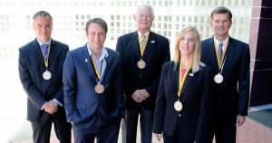 Sywassink Award winners from the Walker College of Business are, from left, Ash Morgan, Jeff Hobbs, Ric Mattar, Christy Cook and David Marlett.