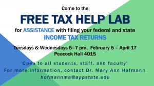 Free tax help for Appalachian students, faculty and staff