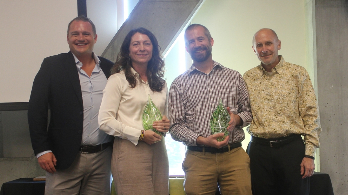 From left are Scott Gray, Meredith Pipes, Dennis Guignet, and Jim Westerman